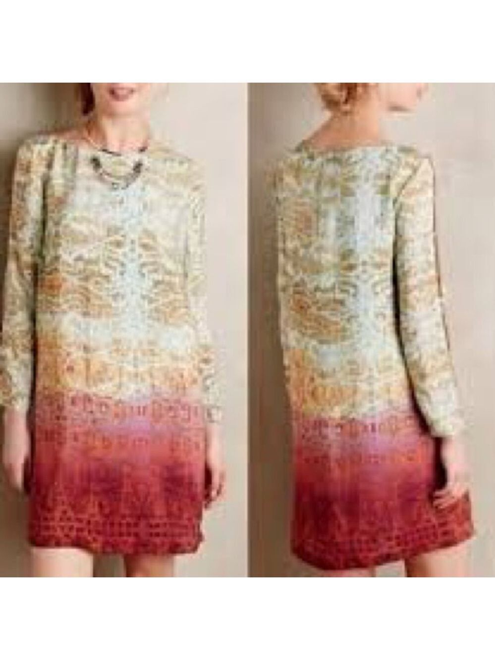 Anthropologie Maeve Cleome Silk Tunic Dress Sz XS